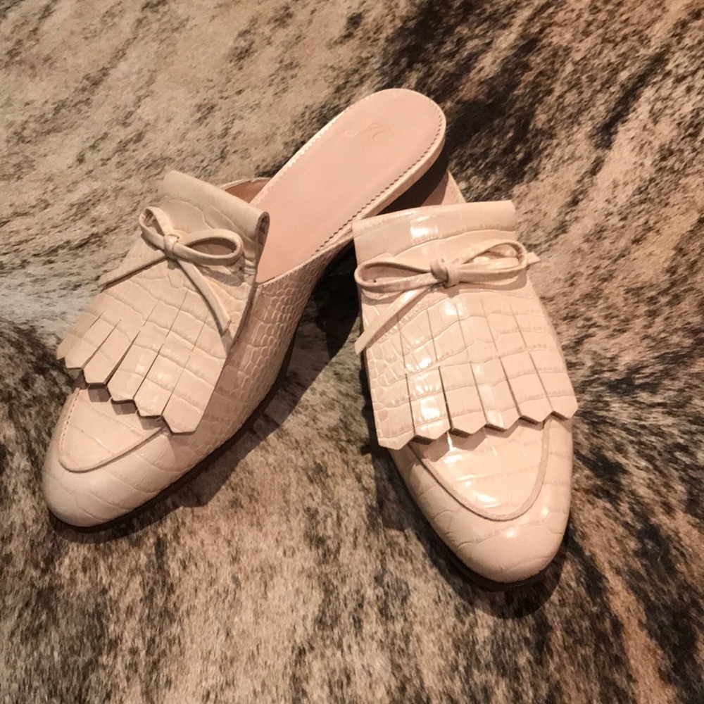 J.Crew Kiltie Academy penny loafer mules